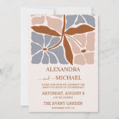 QR-code Boho Chic Retro Bloem Bruiloft Kaart (Voorkant)