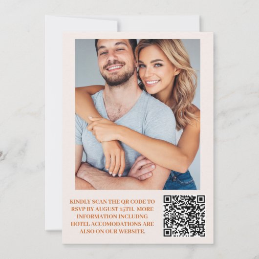 QR Code Boho Chic Retro Bloemige Trouwdag Kaart (Achterkant)