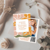 QR Code Boho Chic Retro Bloemige Trouwdag Kaart