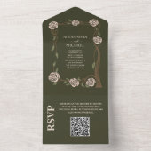 QR Code Boho Chic Retro Bloemmotief Retro All In One Uitnodiging (Binnen)