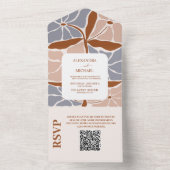 QR-code Boho chique retro bloemenbruiloft All In One Uitnodiging (Binnen)