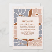 QR-code Boho chique retro bloemenbruiloft Kaart (Voorkant)