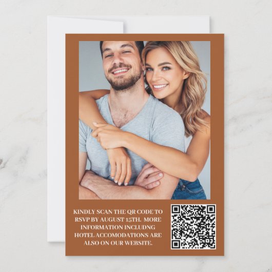 QR-code Boho chique retro bloemenbruiloft Kaart (Achterkant)