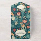 QR Code Boho Chique Retro Kleurrijke Bloemen Bruil All In One Uitnodiging (Buitenkant)