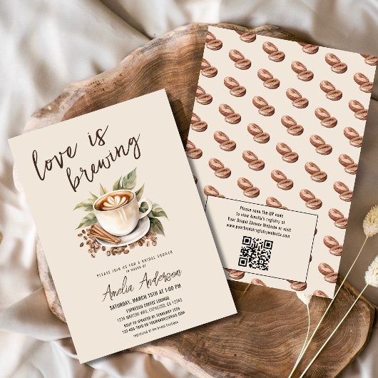 QR Code Boho Love is Brewing Vrijgezellenfeest Kaart