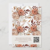 QR-code Boho Neutrale Waterverf Pampas Wedding Kaart (Achterkant)