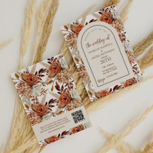 QR-code Boho Neutrale Waterverf Pampas Wedding