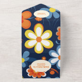 QR Code Boho Retro Bloemen Bruiloft All In One Uitnodiging (Buitenkant)