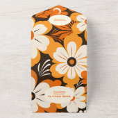 QR Code Boho Retro Bloemen Bruiloft All In One Uitnodiging (Buitenkant)