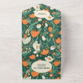 QR Code Boho Retro Bloemen Bruiloft All In One Uitnodiging (Buitenkant)