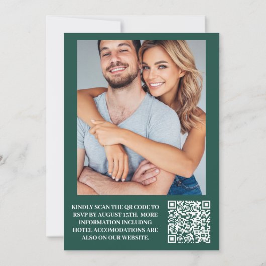 QR Code Boho Retro Bloemen Bruiloft Kaart (Achterkant)