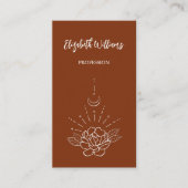 QR-code | Boho Roos Floral Moon Terracotta Visitekaartje (Voorkant)