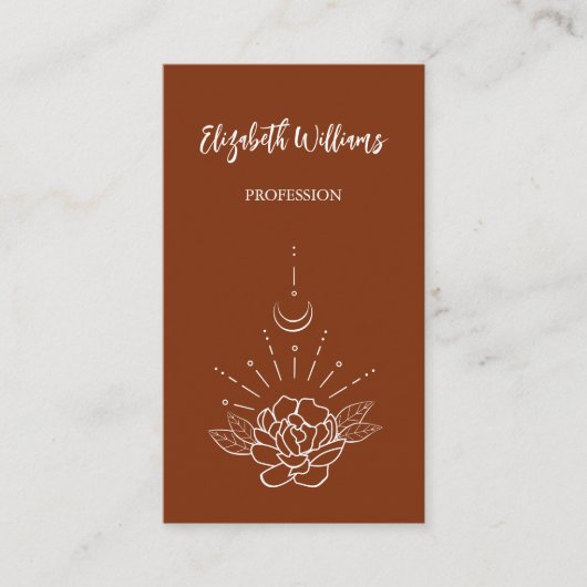 QR-code | Boho Roos Floral Moon Terracotta Visitekaartje (Voorkant)