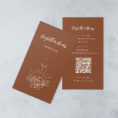 QR-code | Boho Roos Floral Moon Terracotta Visitekaartje