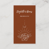 QR Code | Boho Rose Bloem Maans Terracotta Visitekaartje (Voorkant)