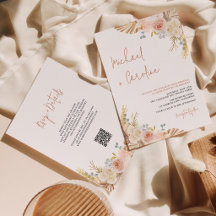 QR Code Boho Terracotta Pampas Bloem Bruiloft