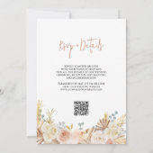 QR Code Boho Terracotta Pampas Bloemenbruiloft Kaart (Achterkant)
