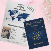 QR Code Boho Wedding Destination Passport Map