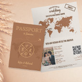 QR Code Boho Wedding Destination Passport Map Invi