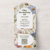 QR Code Boho Wildflower Botanische bruiloft All In One Uitnodiging (Binnen)