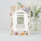 qr code Boho Wildflower Botanische bruiloft Informatiekaartje (Staand voorkant)