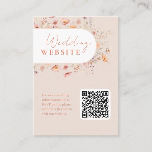 QR Code Boho Wildflower Bruiloft Website Informatiekaartje (Voorkant)