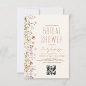 QR Code Boho Wildflower Vrijgezellenfeest Kaart (Voorkant)