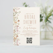 QR Code Boho Wildflower Vrijgezellenfeest Kaart (Staand voorkant)