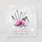 QR Code Bokeh Lash Technician, Eyelashes QR Code Vierkante Visitekaartje (Voorkant)