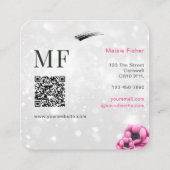 QR Code Bokeh Lash Technician, Eyelashes QR Code Vierkante Visitekaartje (Achterkant)