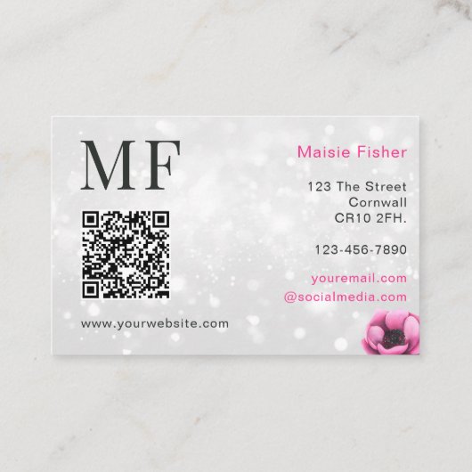 QR Code Bokeh Lash Technician, Eyelashes QR Code Visitekaartje (Achterkant)