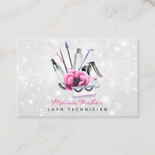 QR Code Bokeh Lash Technician, Eyelashes QR Code Visitekaartje (Voorkant)