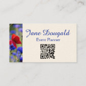 QR Code Bold Floral Botanical Greenery Visitekaartje (Achterkant)