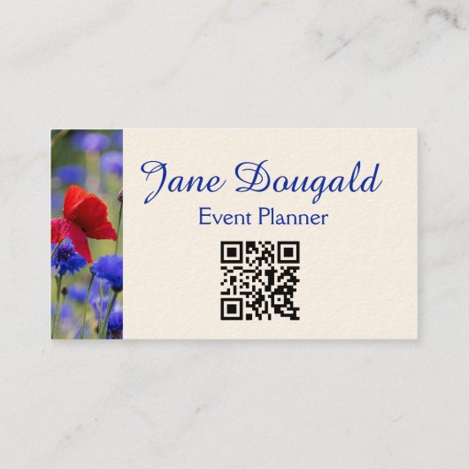 QR Code Bold Floral Botanical Greenery Visitekaartje (Achterkant)