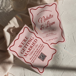 QR Code Bold Moderne Kleurrijke grillige bruiloft Kaart