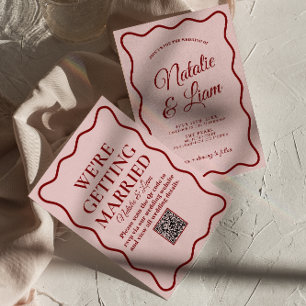 QR Code Bold Moderne Kleurrijke grillige bruiloft Kaart