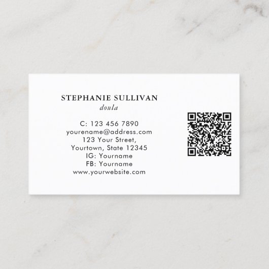 QR Code Boom van het Leven Doula Visitekaartje (Achterkant)