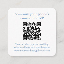 QR Code Bord Blauw Sap Groen Monogram Bruiloft RSV Informatiekaartje