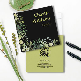 QR-code botanisch lijst laat zwart achter Vierkante Visitekaartje