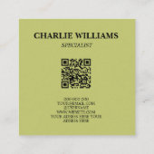 QR-code botanisch lijst laat zwart achter Vierkante Visitekaartje (Achterkant)