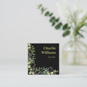 QR-code botanisch lijst laat zwart achter Vierkante Visitekaartje (Staand voorkant)