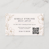 QR Code Botanische Blush Brow Artiest Bloemen Visitekaartje (Achterkant)