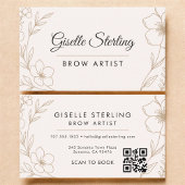 QR Code Botanische Blush Brow Artiest Bloemen Visitekaartje