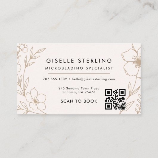 QR Code Botanische Blush Microblading Specialist Visitekaartje (Achterkant)