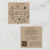 QR Code Botanische Kraft en Zwarte Verwijzings Kaa Vierkante Visitekaartje (Voorkant / Achterkant)