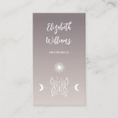 QR-code | Boterfly Moon Taupe beige Tan Gradient Visitekaartje (Voorkant)