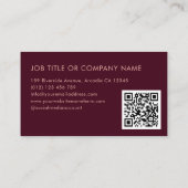QR Code Bourgogne Roos Goud Monogram Elegant Visitekaartje (Achterkant)