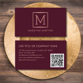 QR Code Bourgogne Roos Goud Monogram Elegant Visitekaartje