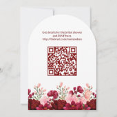 QR Code Bourgogne Roze Bloemen Koppels Douche Kaart (Achterkant)