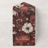 QR Code Bourgondië Wildflower Bruiloft All In One Uitnodiging (Buitenkant)